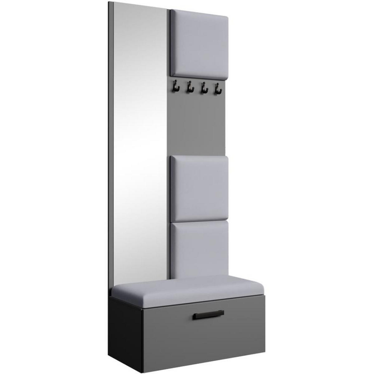 GARDEROBE Margaret III 81/203/43 mit gepolsterten Paneelen - Schwarz/Graphitfarben, Holzwerkstoff/Kunststoff (81/203/43cm) - Beautysofa