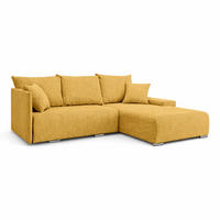 ECKSOFA L-Form Schlaffunktion Livorno Cord-Stoff Gelb Rechts - Chromfarben/Gelb, Holz/Kunststoff (246/188cm) - Kaiser Möbel