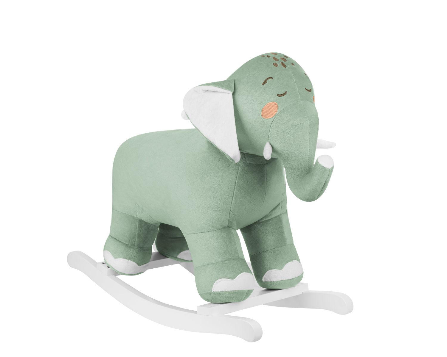 SCHAUKELTIER Elefant grün Plüsch, Holzgriffe, Holzkufen, ab 18 Monate, bis 30 kg, Sound - Grün, Textil (26/52/64cm) - Kikka boo