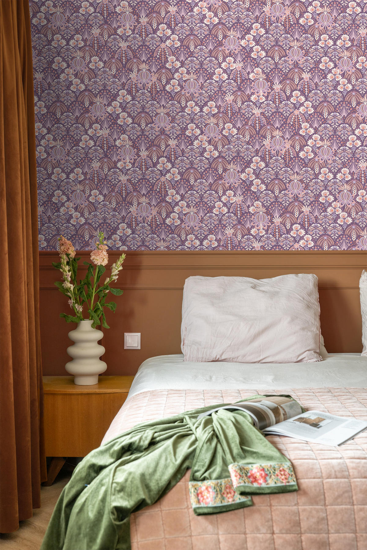 TAPETE Blumenmuster im Jugendstil 50 x 900 cm - Lila, Papier (50/900cm) - ESTAhome