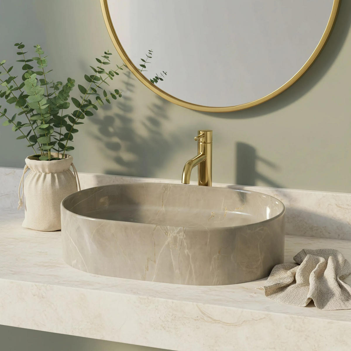 AUFSATZWASCHBECKEN NADIA 50 KASHMIR 50/38/14 cm - Grau, Keramik (50/14/38cm) - REA