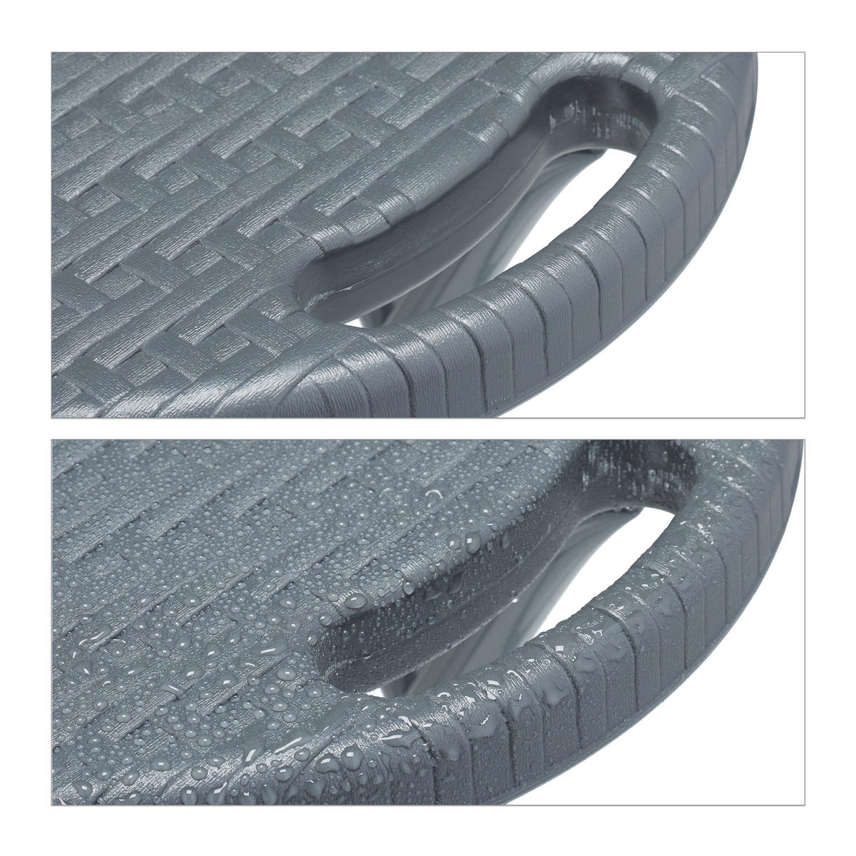 2XKLAPPHOCKER - Grau, Kunststoff/Metall (32/46/29cm) - Relaxdays