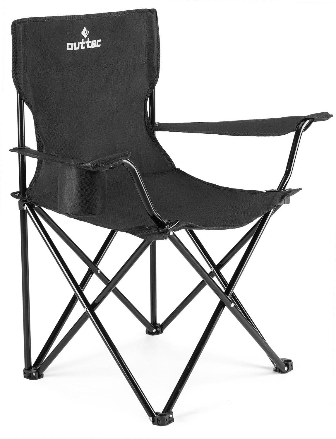 GARTEN-RELAXSESSEL mit Getränkehalter & Tragetasche - Schwarz, Textil (75/80/50cm) - Outtec
