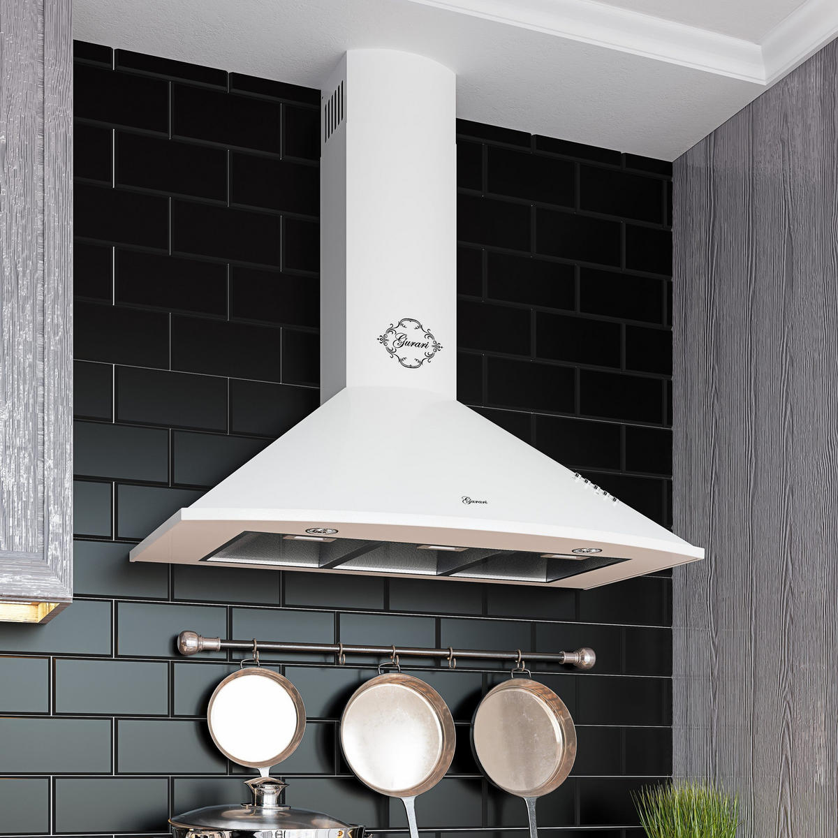 DUNSTABZUGSHAUBE GCH C 046 WH 9 N 90 cm Weiß - Weiß, Metall (90/117/50cm) - Gurari