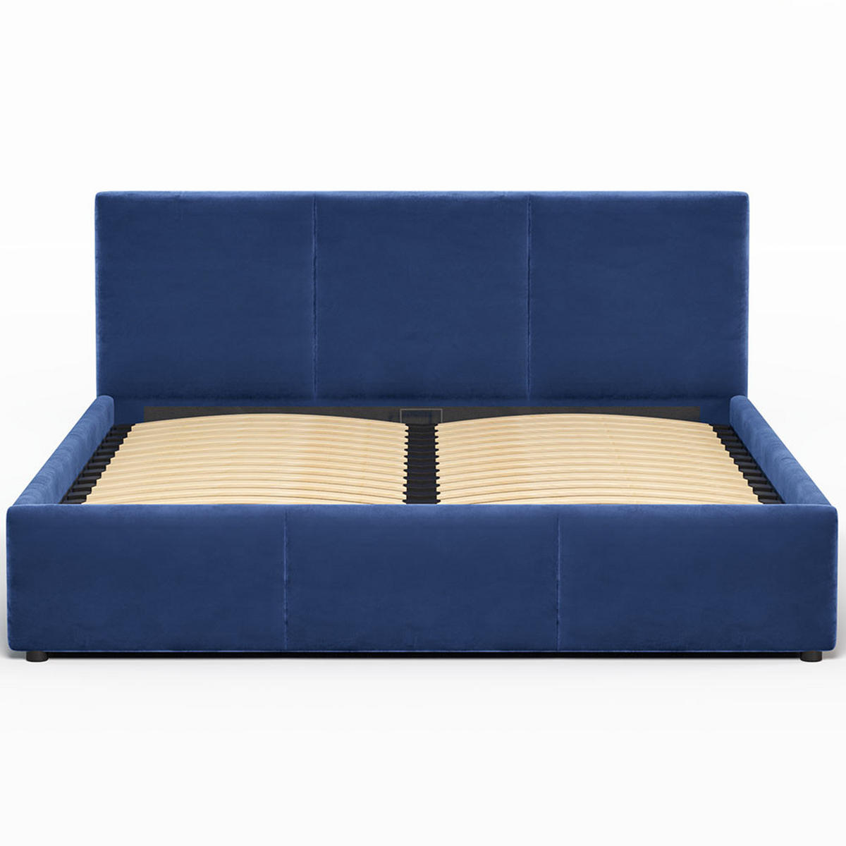 POLSTERBETT 140×200 cm mit Bettkasten und Lattenrost Nela HLR-64 Blau Velours - Blau, Holz/Metall (140/200cm) - Jana