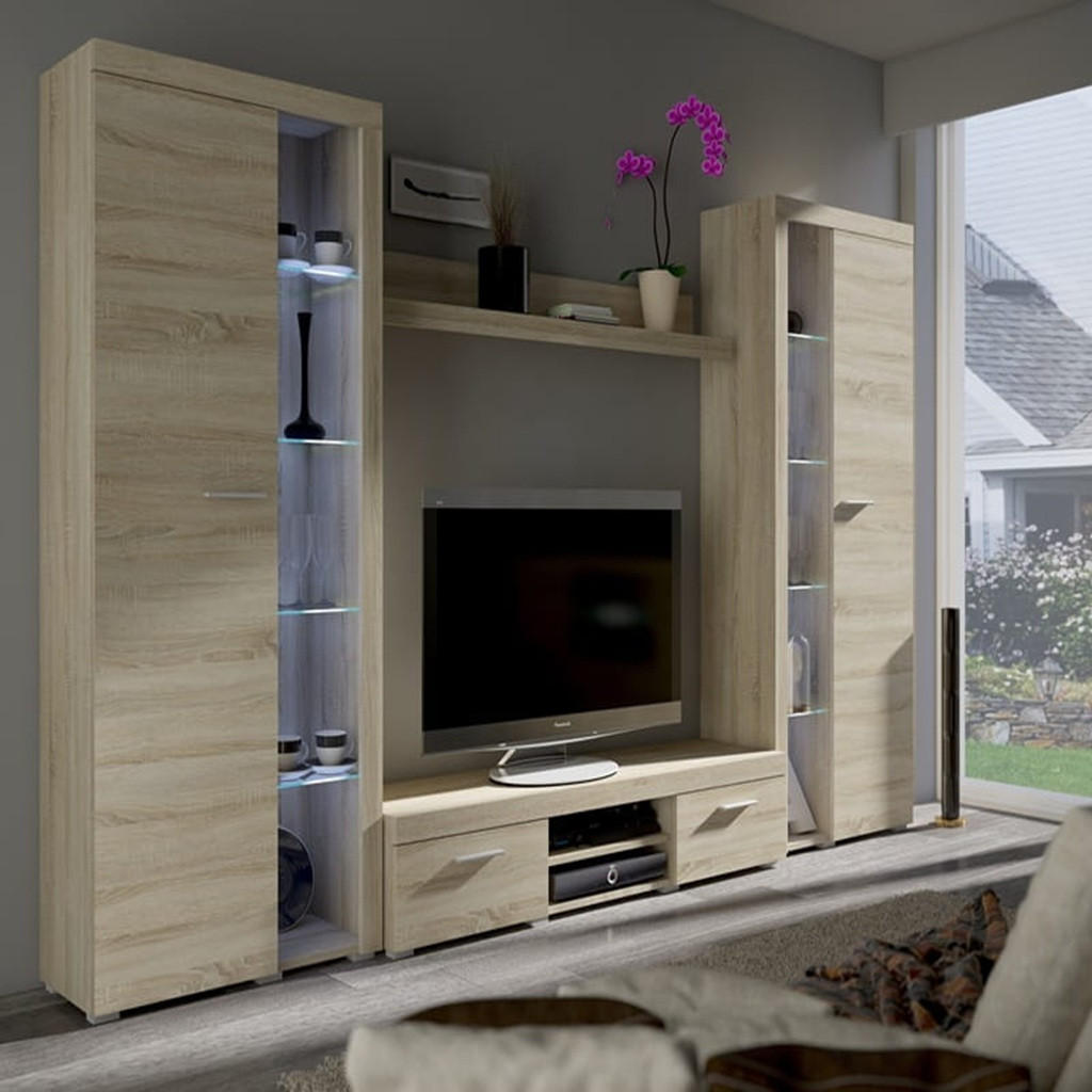 WOHNWAND OKTAWIA XL - Sonoma Eiche, Holzwerkstoff (300/190/40cm) - Meblini