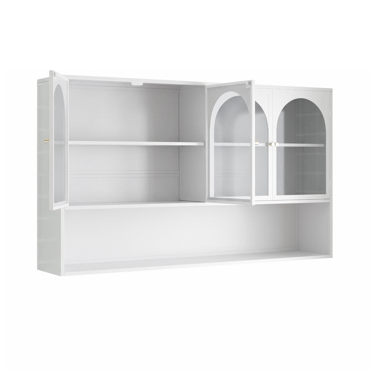 NÁSTĚNNÁ SKŘÍŇKA 120 cm, kov, 4 dvířka, šedé sklo - bílá, kov (120/70/23cm) - Urban Meuble