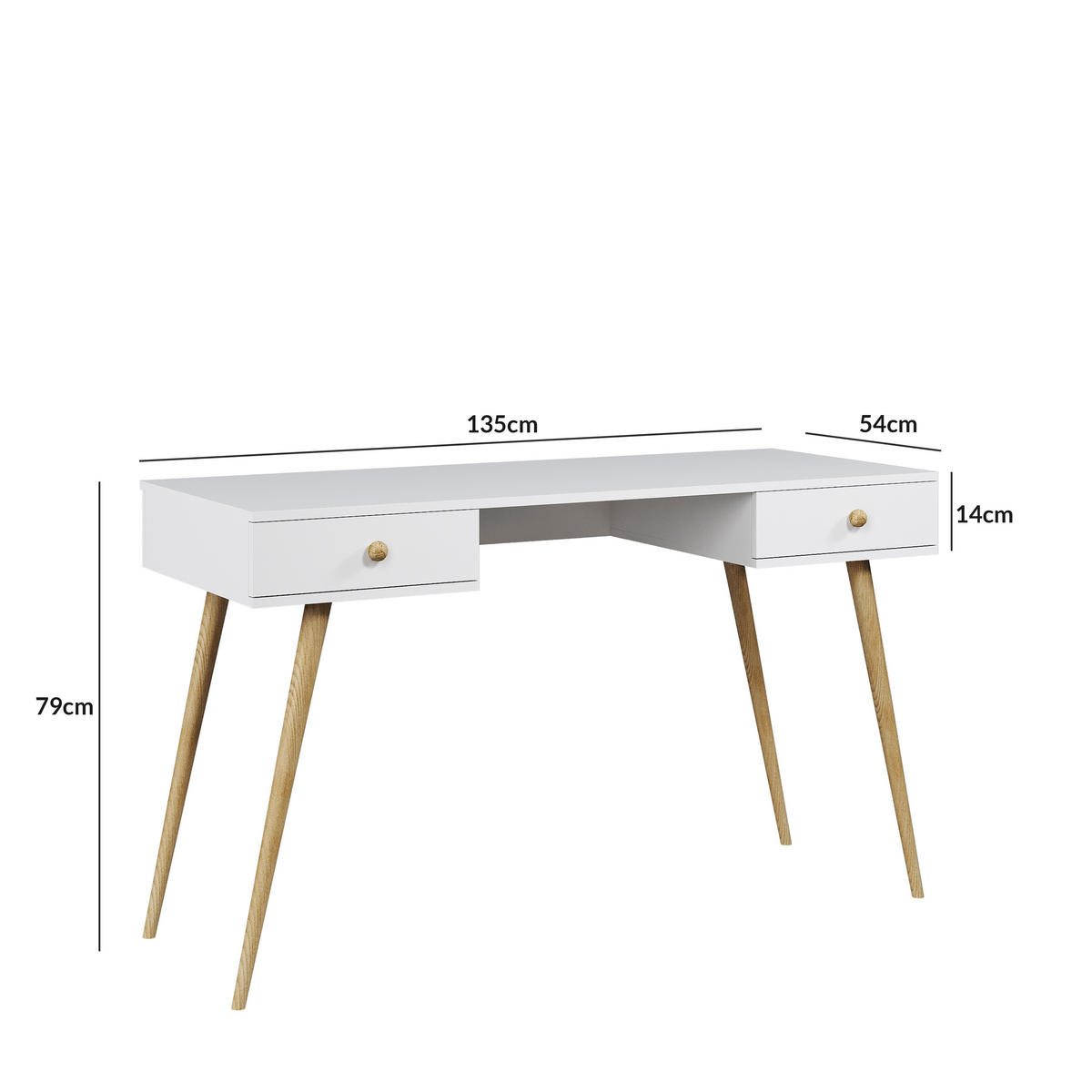 SCHREIBTISCH Ikon Kaschmir, mit Schubladen - Kaschmir/Beige, Holz/Holzwerkstoff (54/135/79cm) - Bettso