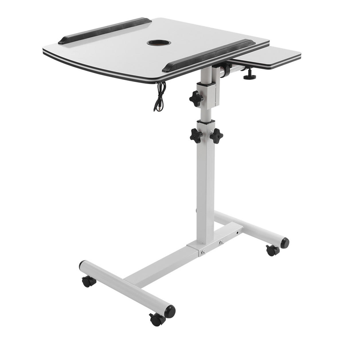 LAPTOPTISCH mit Rad in Weiß Höhen- und Winkelverstellbarer mobiler - Weiß, Metall (40/44/89cm) - Livingandhome