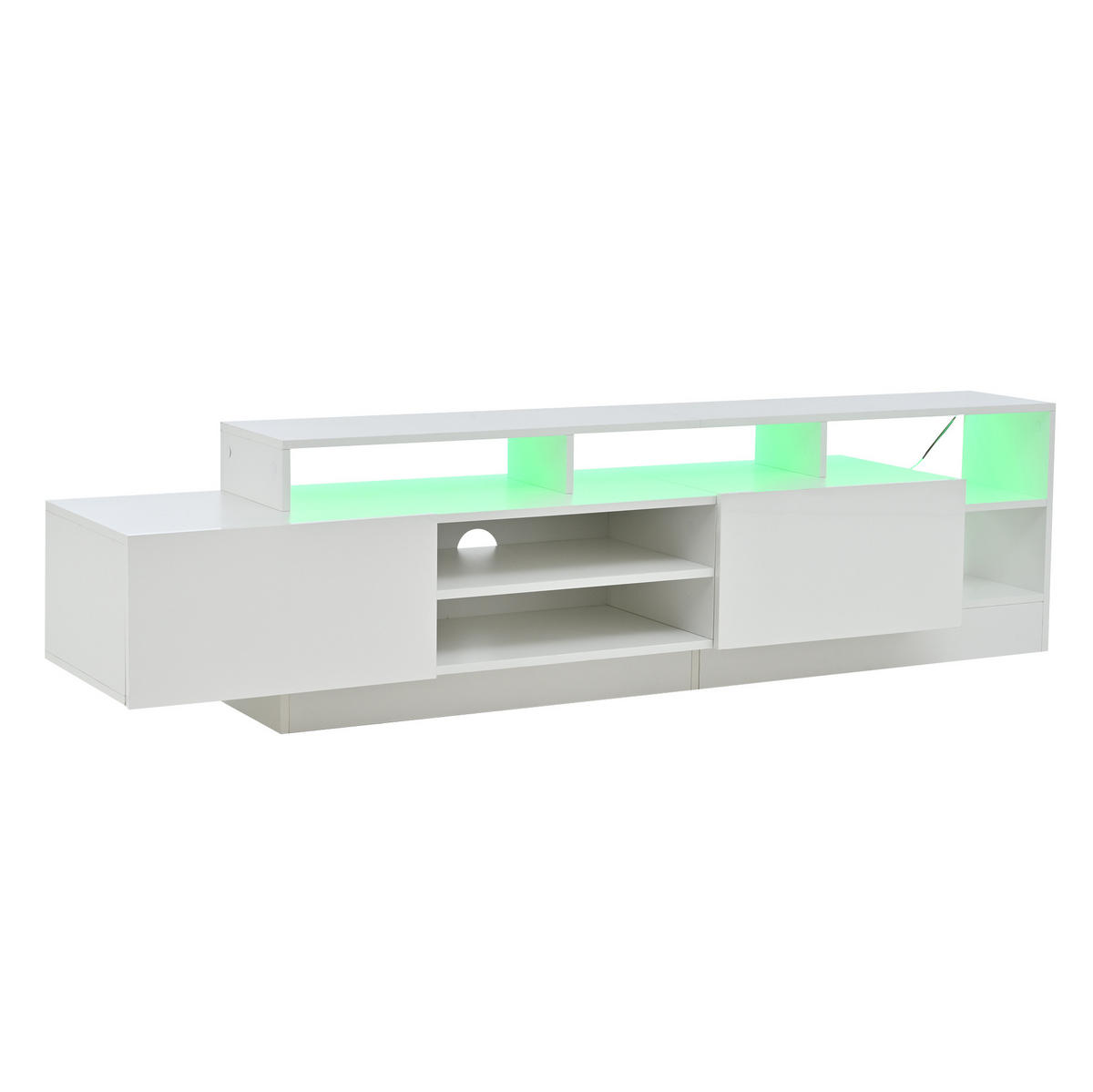 TV-LOWBOARD aus Spanplatte 190x40x48,5 cm Weiß mit LED-Beleuchtung und Stauraum - Weiß, Holzwerkstoff (190/48.5/40cm) - IVMEU