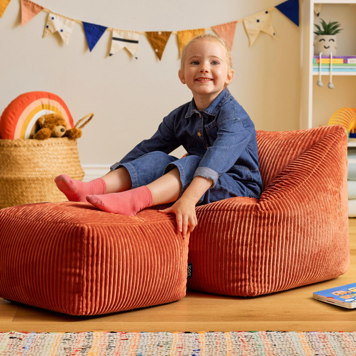 KINDERSITZSACK mit Hocker Natalia - Orange, Textil (55/44/55cm) - icon