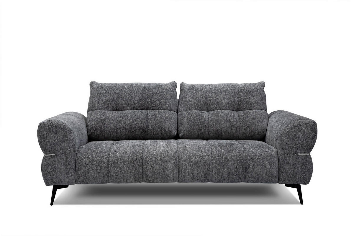 SOFA SALVINI 3-Sitzer, graphitfarben - Schwarz/Graphitfarben, Holzwerkstoff/Textil (176/88/99cm) - Courtois Laville