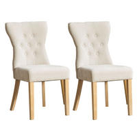 MATSTOLAR 2-pack i Chenille och Massivt Trä, med nitdekor och resårkärna - Beige, Textil (62.5/92/45cm) - Urban Meuble