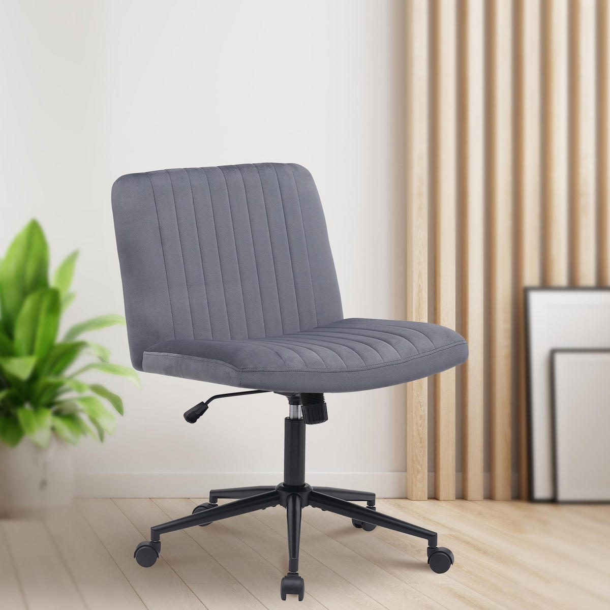 DREHSTUHL Samt dunkelgrau - Dunkelgrau/Schwarz, Textil/Metall (62/86/65cm) - CLP
