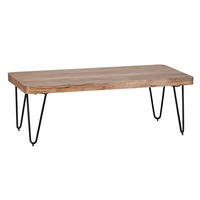 COUCHTISCH aus Massivholz mit Metallbeinen, handgefertigt, einzigartige Maserung, Beige 115x60x40 cm - Beige/Schwarz, Holz/Metall (60/115/40cm) - KADIMA DESIGN