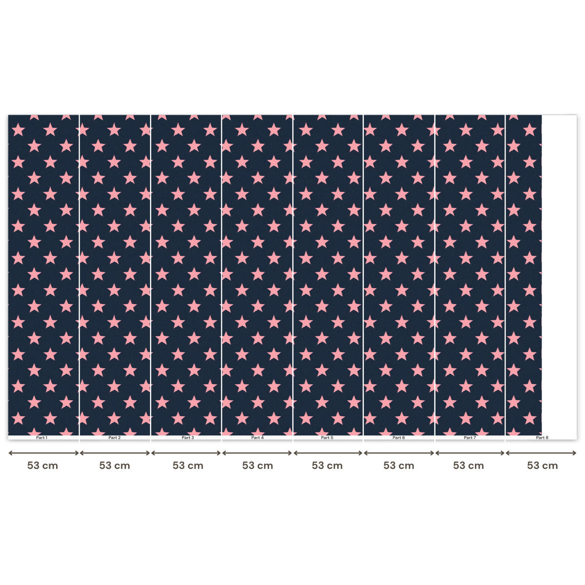 KINDERTAPETE - Muster - Sterne - Rosa - 400x240 cm - Anthrazit, Papier (400/240cm) - OnlyWow