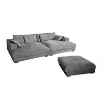BIG SOFA-SET 6-TLG MADELINE Grau Cord - Schwarz/Grau, Kunststoff/Textil (290/85/170cm) - KAWOLA