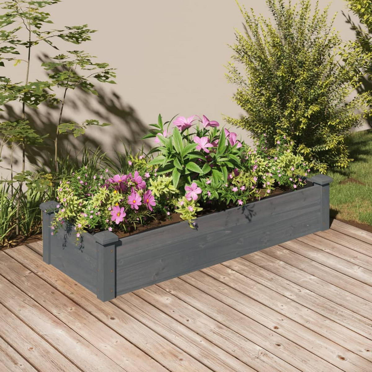 HOCHBEET mit Einsatz Grau 120x45x25 cm Massivholz Tanne - Grau, Holz (45/25/120cm) - furnicato