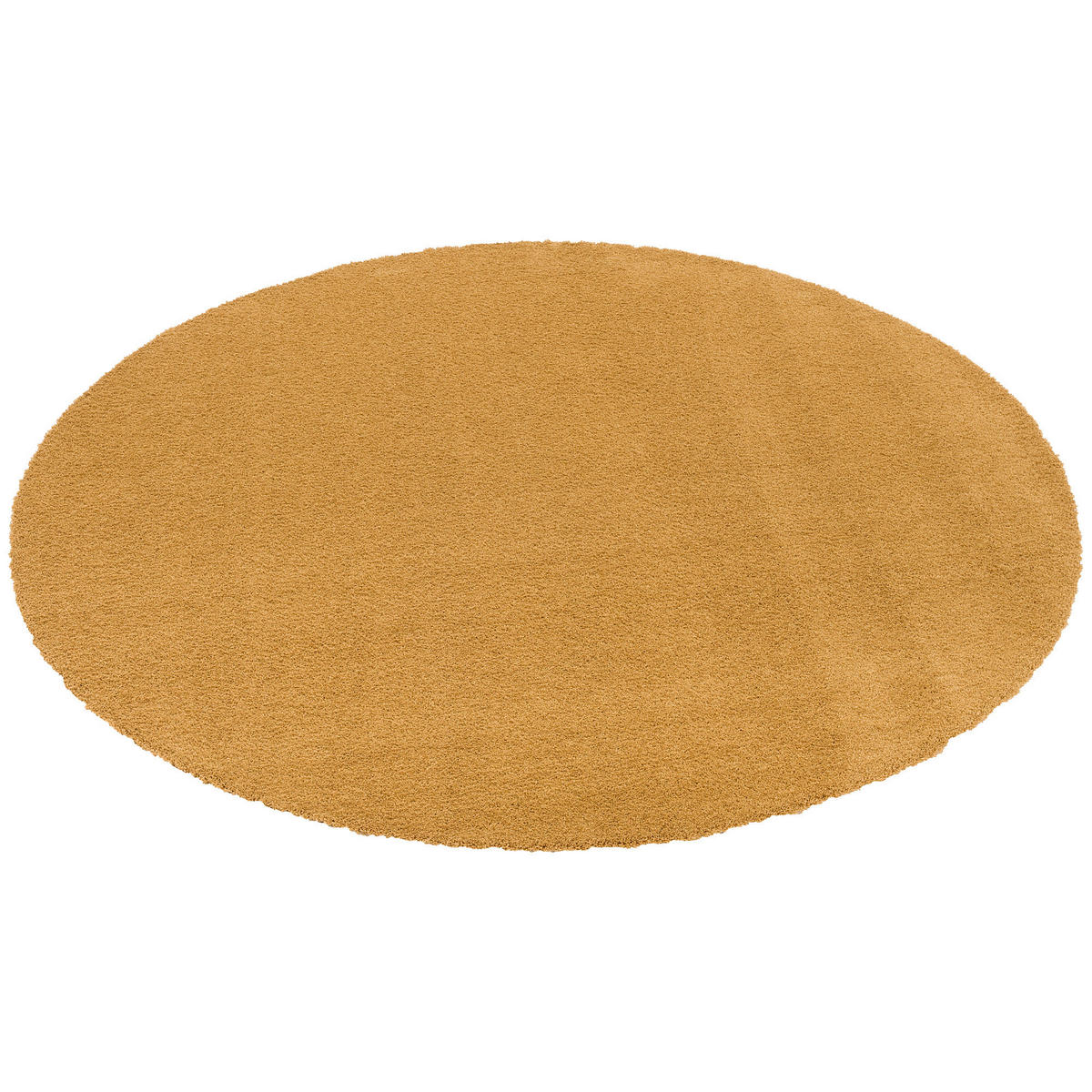 LUXUS HOCHFLOR SHAGGY TEPPICH VELVET RUND - Currygelb, Textil (133/133cm) - Snapstyle