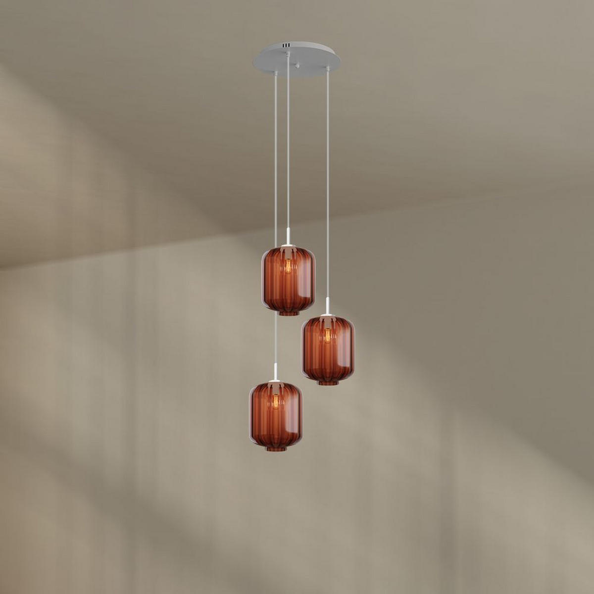 GALERIELEUCHTE Velo 3-flammig Braun Ø 25 cm - Braun/Weiß, Glas (25/25/27cm) - s.luce
