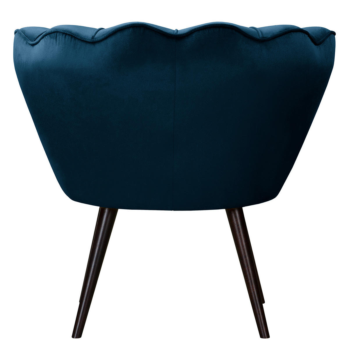 SESSEL - Samt, Füße Dunkel - Dunkelbraun/Dunkelblau, Birkenholz/Textil (75/74/75cm) - home24