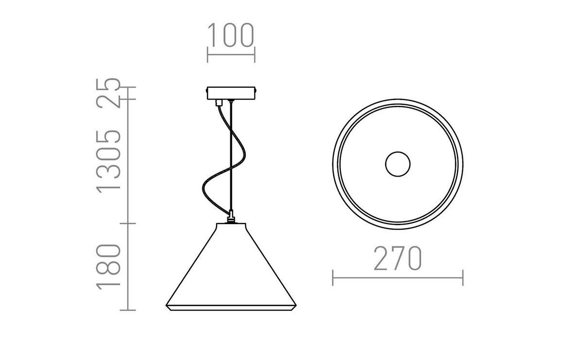 PENDELLEUCHTE RADICAL Beton 15 W - Grau, Stein (27/27/151cm) - Rendl