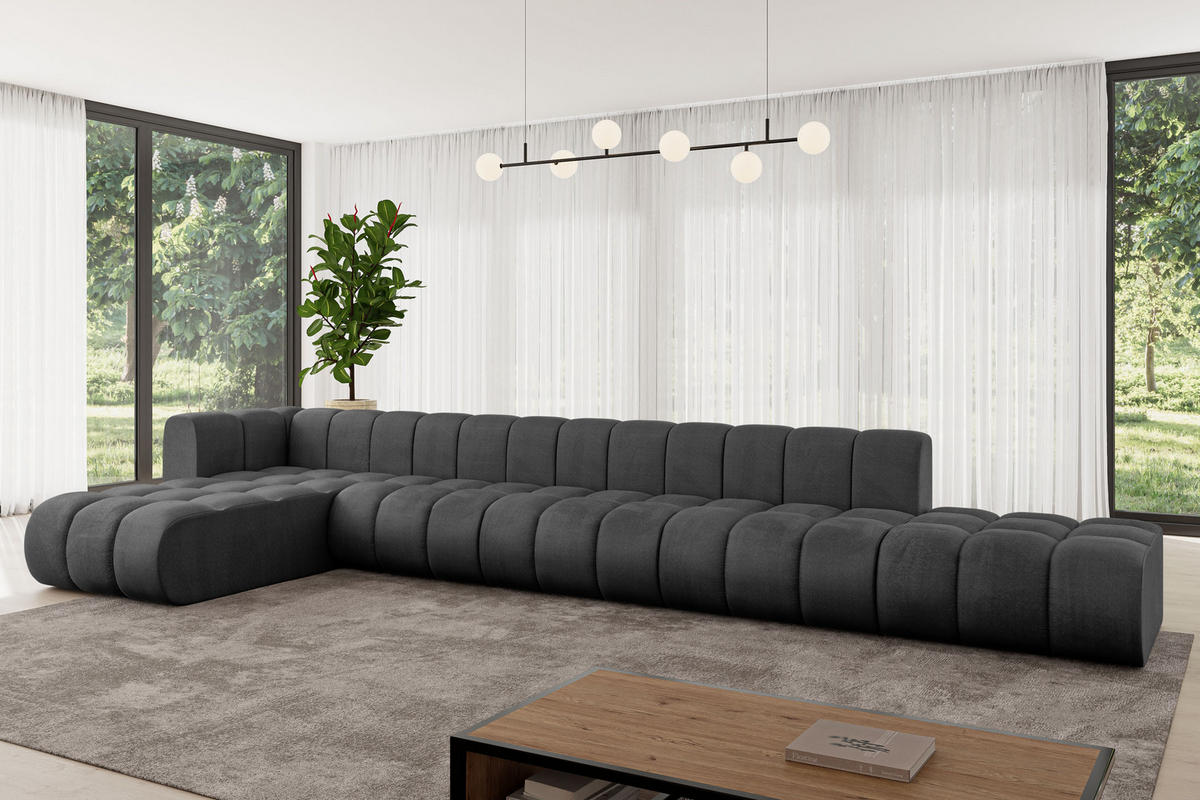 ECKSOFA modulares Sofa Zuvon-L3 - 478x177x70 cm Schwarz - Schwarz, Holzwerkstoff/Textil (478/177cm) - ALTDECOR