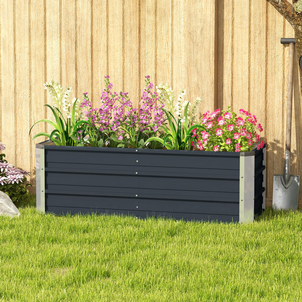HOCHBEET 125x47x40 cm Stahl grau - Grau, Metall (125/40/47cm) - LEBENLANG
