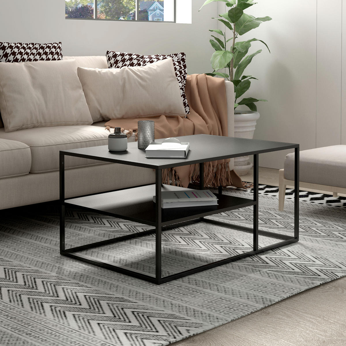 COUCHTISCH Solund 45/90/60 cm - Schwarz, Metall (60/90/45cm) - [en.casa]