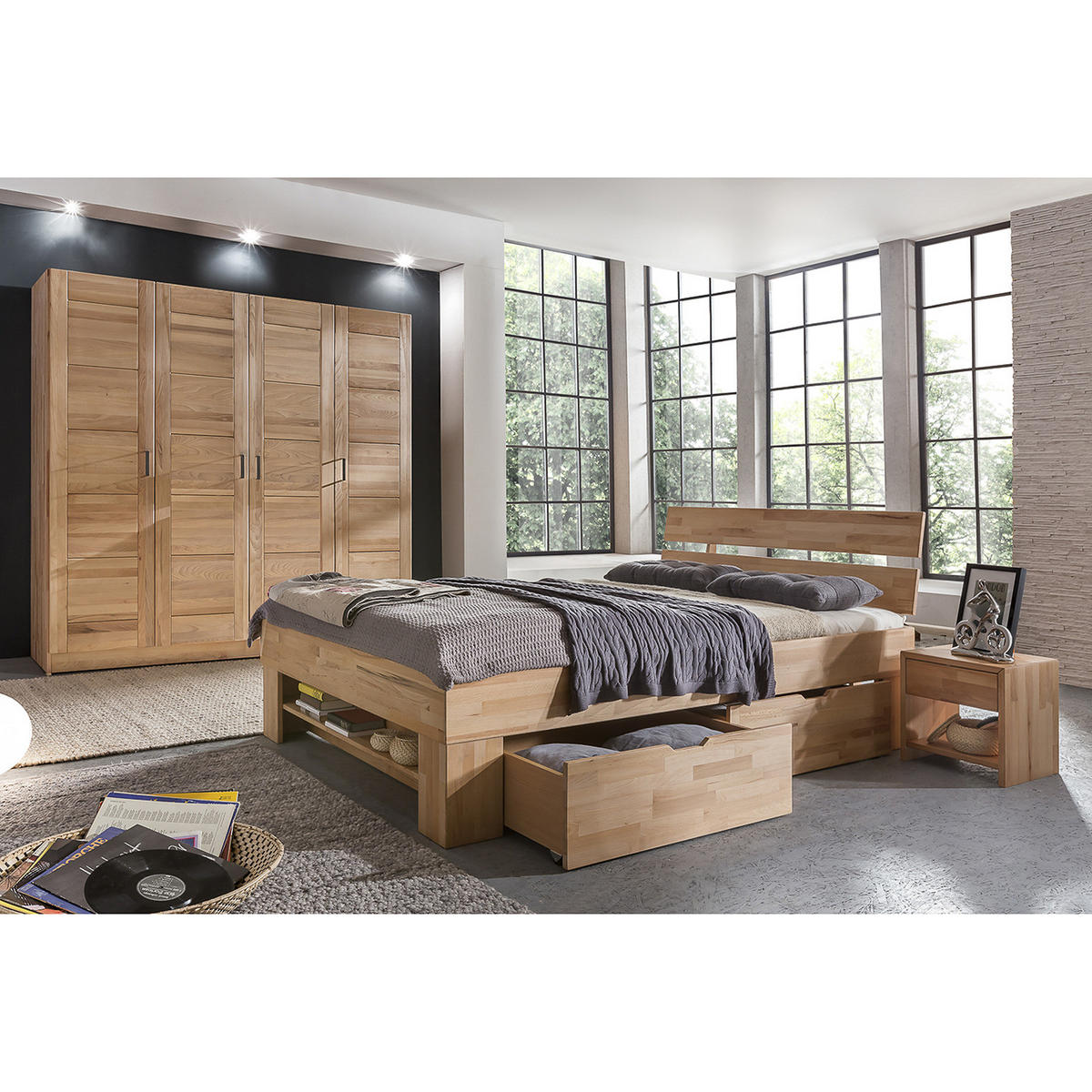 DREHTÜRENSCHRANK - Massivholz - Braun - Kernbuche, Holz/Holzwerkstoff (152/206/61cm) - home24