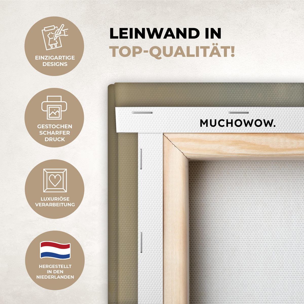 LEINWANDBILD Schaf - Jesus - Pinselstriche - Abstrakt Wandbilder 80x60 cm - Sandfarben, Textil (80/60cm) - MuchoWow