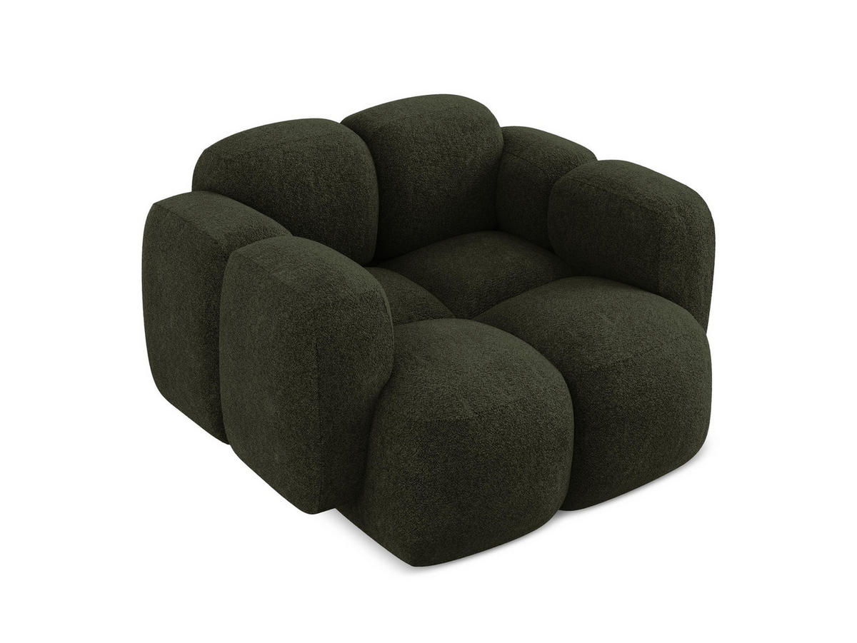 SESSEL Chenille Stoff Grün - Dunkelgrün/Schwarz, Holzwerkstoff/Kunststoff (120/72/115cm) - Makamii