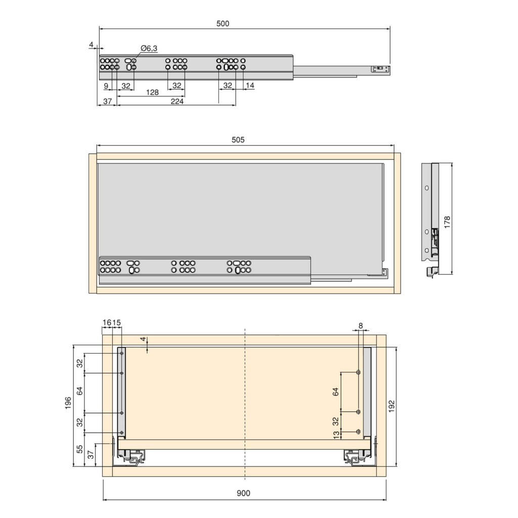Thumbnail - Emuca Schubladegarnitur, Weiß, Metall, 53x8x88.5 cm, Schlafzimmer, Kleiderschränke, Schrankzubehör