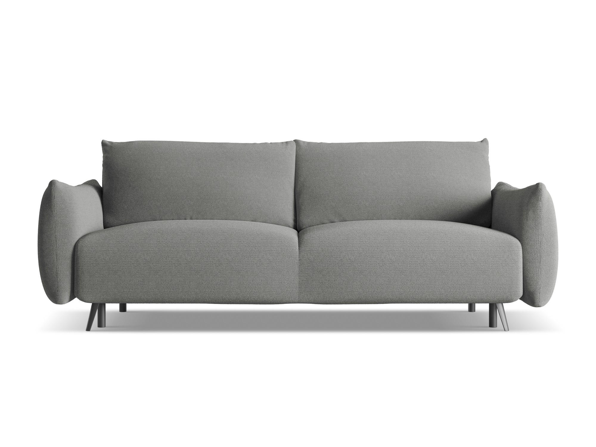 3-SITZER SOFA mit Schlaffunktion Chenille Stoff Grau - Schieferfarben/Schwarz, Textil/Metall (230/86/105cm) - Makamii
