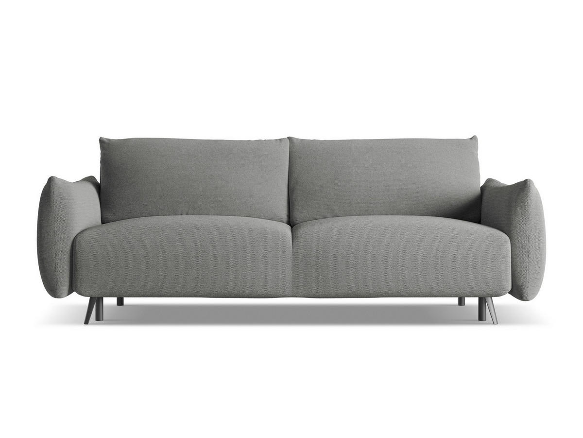 3-SITZER SOFA mit Schlaffunktion Chenille Stoff Grau - Schieferfarben/Schwarz, Textil/Metall (230/86/105cm) - Makamii
