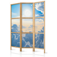 PARAVENT Japanischer 3-tlg 135x172 cm Wolken Und Sonne - Blau, Holz/Textil (135/172/3cm) - Muralo