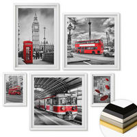 WANDBILDER 5er-Set - 50x50 cm & 20x30 cm & 40x60 cm Weißer Rahmen - Tropischer Wald Papageienwasserfall - Weiß, Kunststoff (40/60cm) - ArtPrintCave
