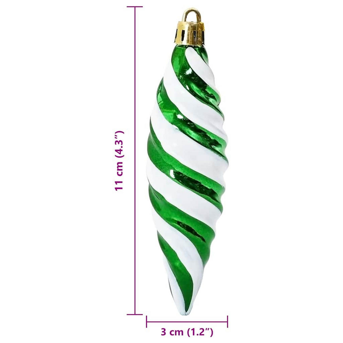 WEIHNACHTSKUGEL Spiralenform 40 -teilig 3/11 cm Grün Kunststoff - Grün, Kunststoff (3/11/3cm) - vidaXL