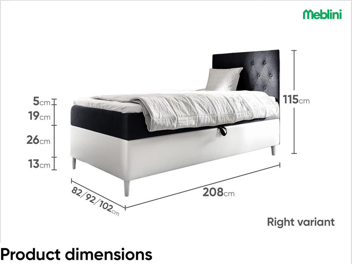 KINDERBETT FLIPPO 1 - Schwarz/Weiß, Holzwerkstoff (82/208cm) - Meblini