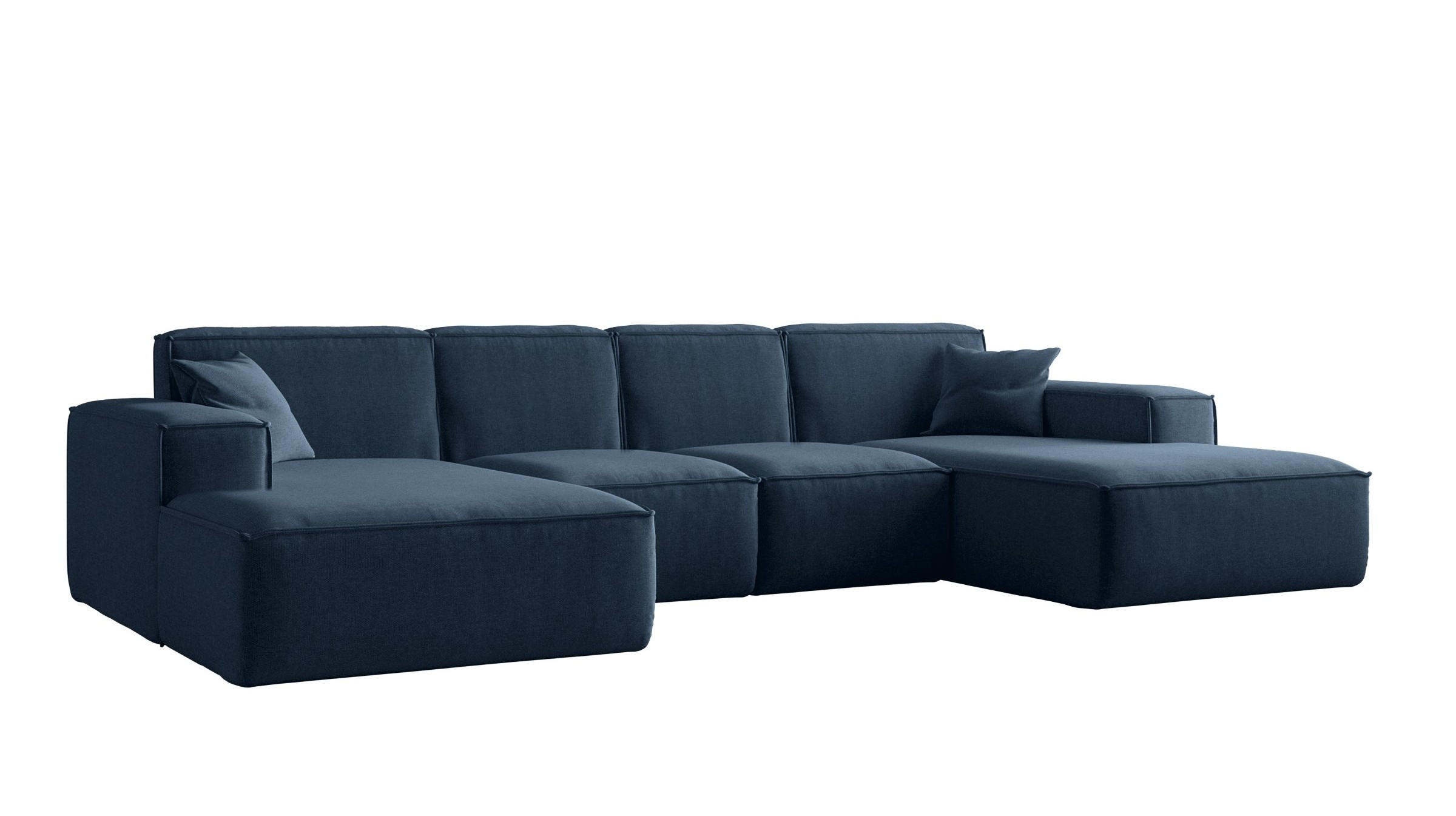 ECKSOFA U-Form Siena mit Stoff Maloy Marineblau - Dunkelblau, Holz (344/165cm) - Kaiser Möbel