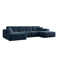 ECKSOFA U-Form Siena mit Stoff Maloy Marineblau - Dunkelblau, Holz (344/165cm) - Kaiser Möbel