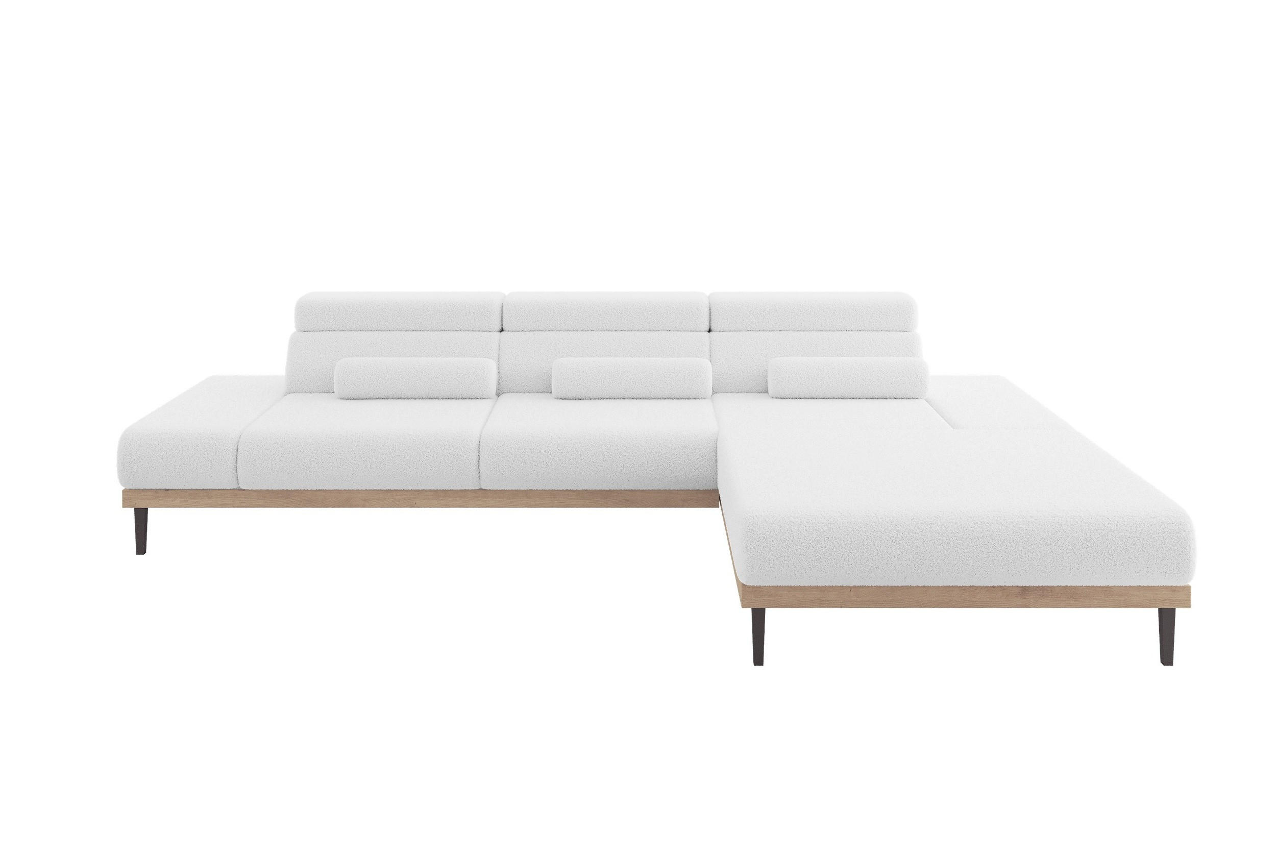 ELEKTRISCHES ECKSOFA Rechts MONA 316x205x85 Weiß Bouclé - Weiß, Holzwerkstoff/Textil (316/205cm) - ALTDECOR