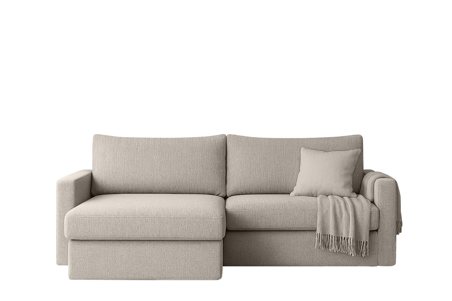 ECKSOFA Mit Schlaffunktion Und Bettzeugablage LUBEKA Stoff Faro Hellgrau Links - Hellgrau, Holz (140/147cm) - Kaiser Möbel