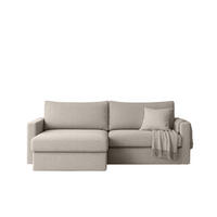 ECKSOFA Mit Schlaffunktion Und Bettzeugablage LUBEKA Stoff Faro Hellgrau Links - Hellgrau, Holz (140/147cm) - Kaiser Möbel