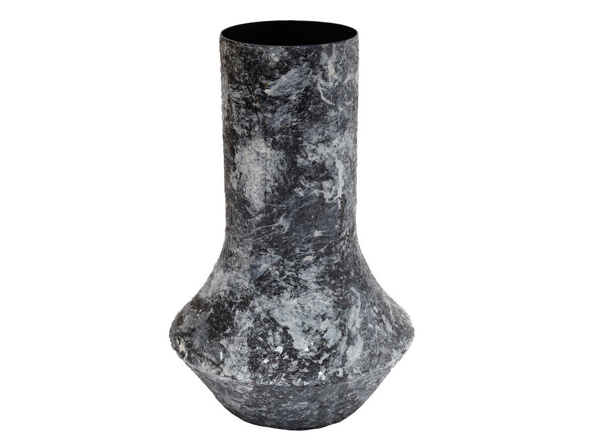VASE Mosaic Marble Schwarz 20/20/31 cm - Schwarz, Metall (31cm) - Present Time