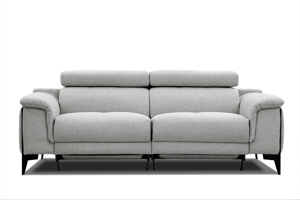 RELAXSOFA MATERA 3-Sitzer mit 2 Relaxfunktionen, hellgrau - Hellgrau/Schwarz, Holzwerkstoff/Textil (212/82/103cm) - Courtois Laville
