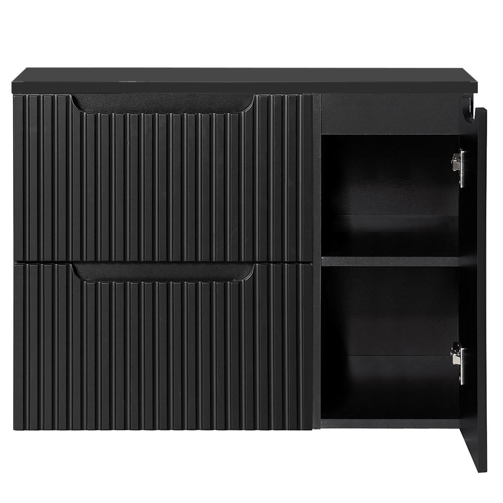 WASCHBECKENSCHRANK Newport-56 - Schwarz, Holzwerkstoff (80/60/40cm) - Lomado