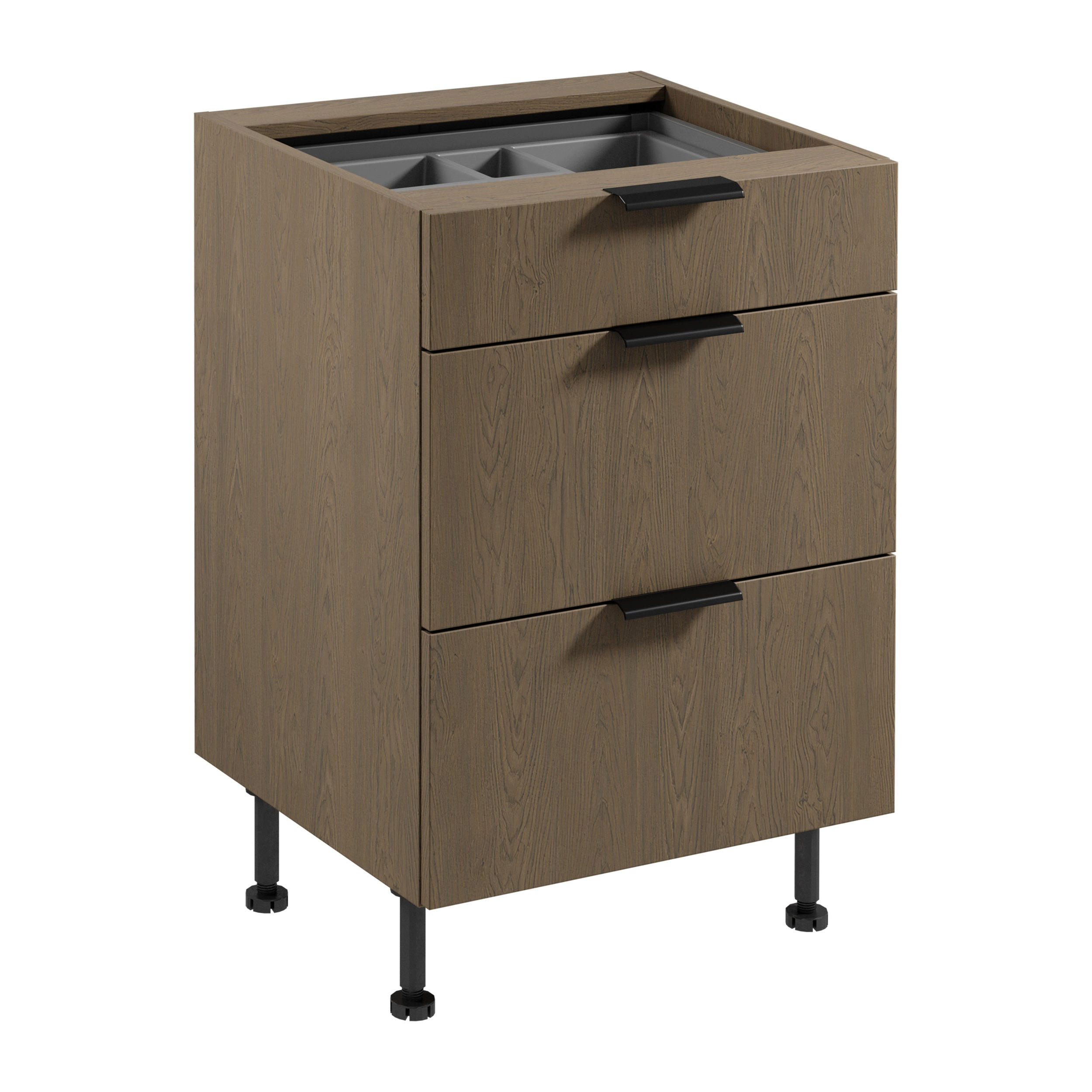 UNTERSCHRANK D60S3 AX – Sorento Dunkle Eiche – Dunkle Eiche - Dunkelbraun, Holzwerkstoff (60/87/52cm) - ROYAL24_MARKT