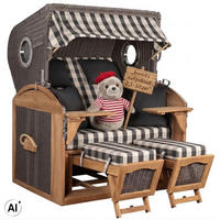 STRANDKORB XL Schillig Bullauge - Braun/Grau, Metall (142/170/95cm) - Mr. Deko