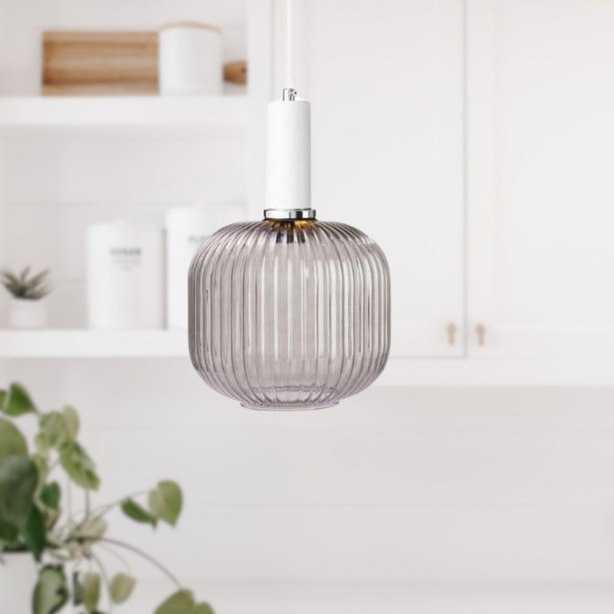 PENDELLEUCHTE Paris - Silberfarben/Hellgrau, Glas/Metall (30/30/125cm)